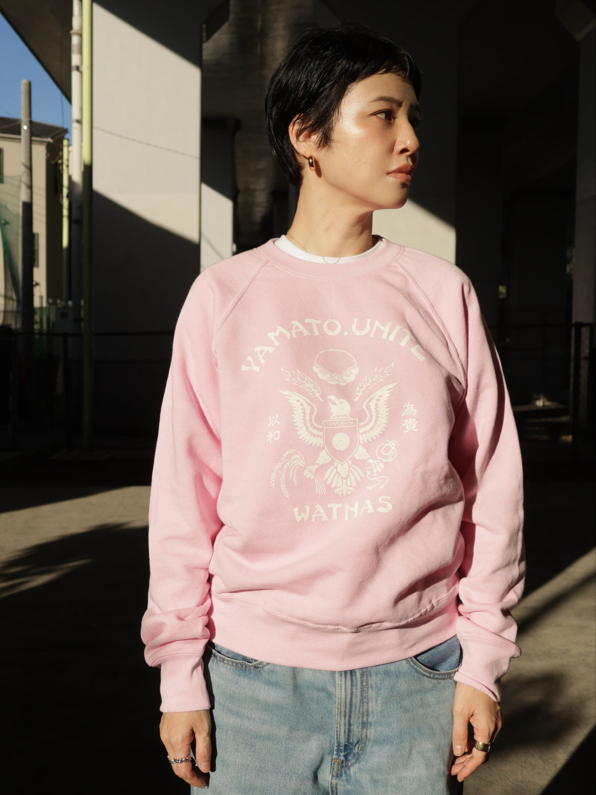 WATNAS "IRASSHAI_いらっしゃい" 7.5 oz Garment Dye Drop Shoulder T-Shirts