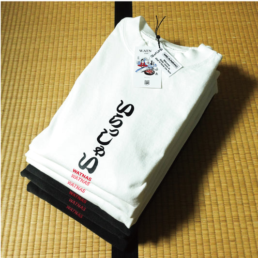 WATNAS "IRASSHAI_いらっしゃい" 7.5 oz Garment Dye Drop Shoulder T-Shirts