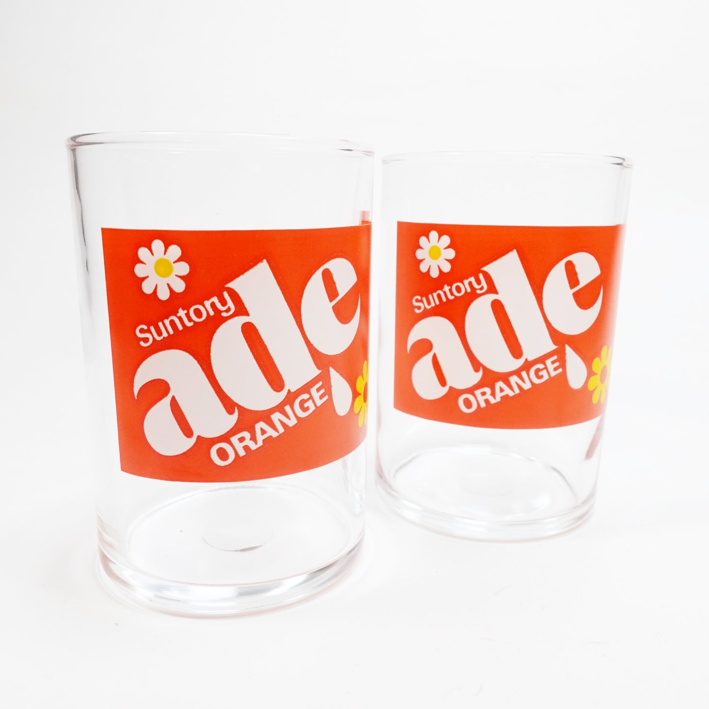"ade ORANGE " Vintage Glass_ガラスコップ　昭和レトロ 非売品