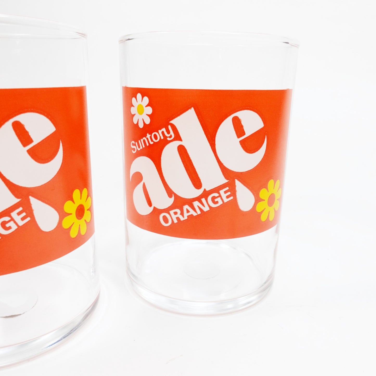 "ade ORANGE " Vintage Glass_ガラスコップ　昭和レトロ 非売品