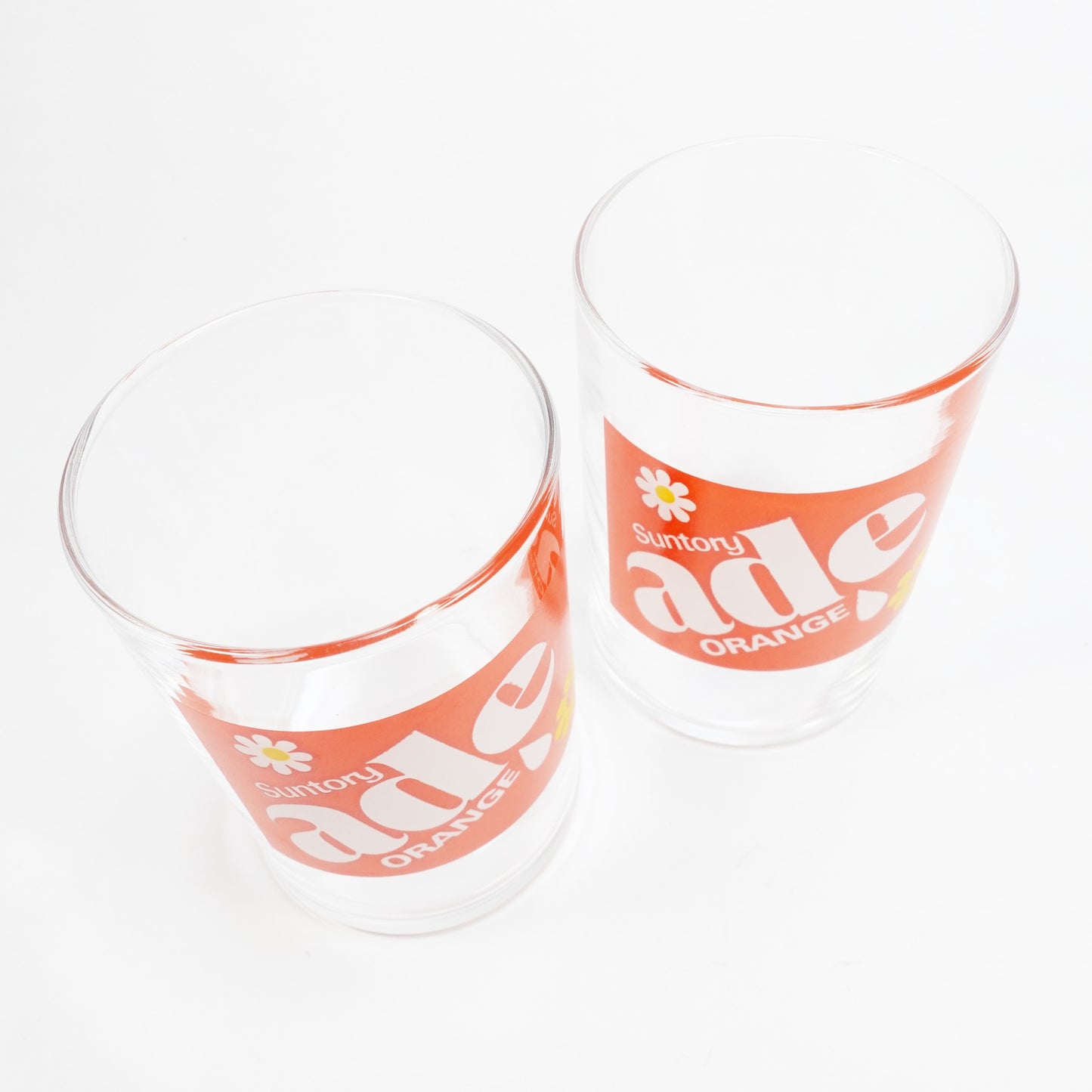 "ade ORANGE " Vintage Glass_ガラスコップ　昭和レトロ 非売品