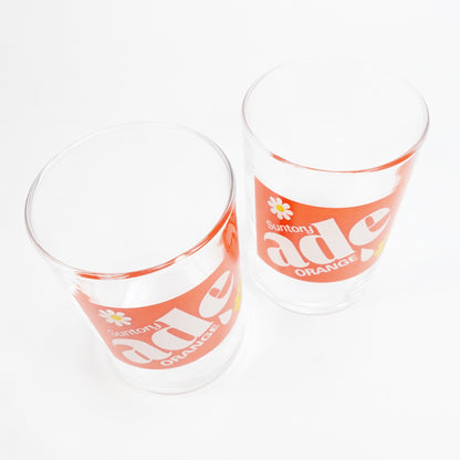 "ade ORANGE " Vintage Glass_ガラスコップ　昭和レトロ 非売品