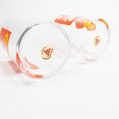 "ade ORANGE " Vintage Glass_ガラスコップ　昭和レトロ 非売品